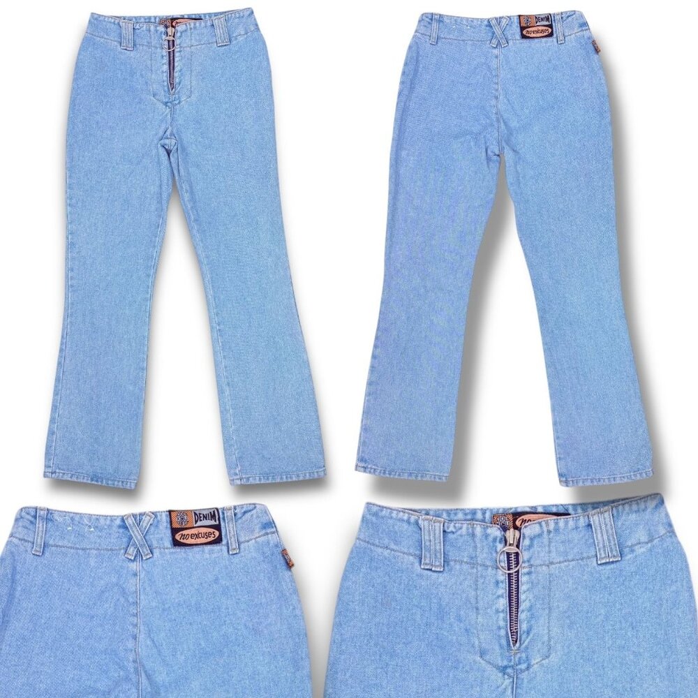 Vintage No Excuse Y2K Women's Light Wash No Pocket O Ring Zipper Denim Jeans 30"